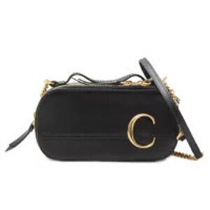 Chloe Vanity Chain Shoulder Bag Black Calfskin